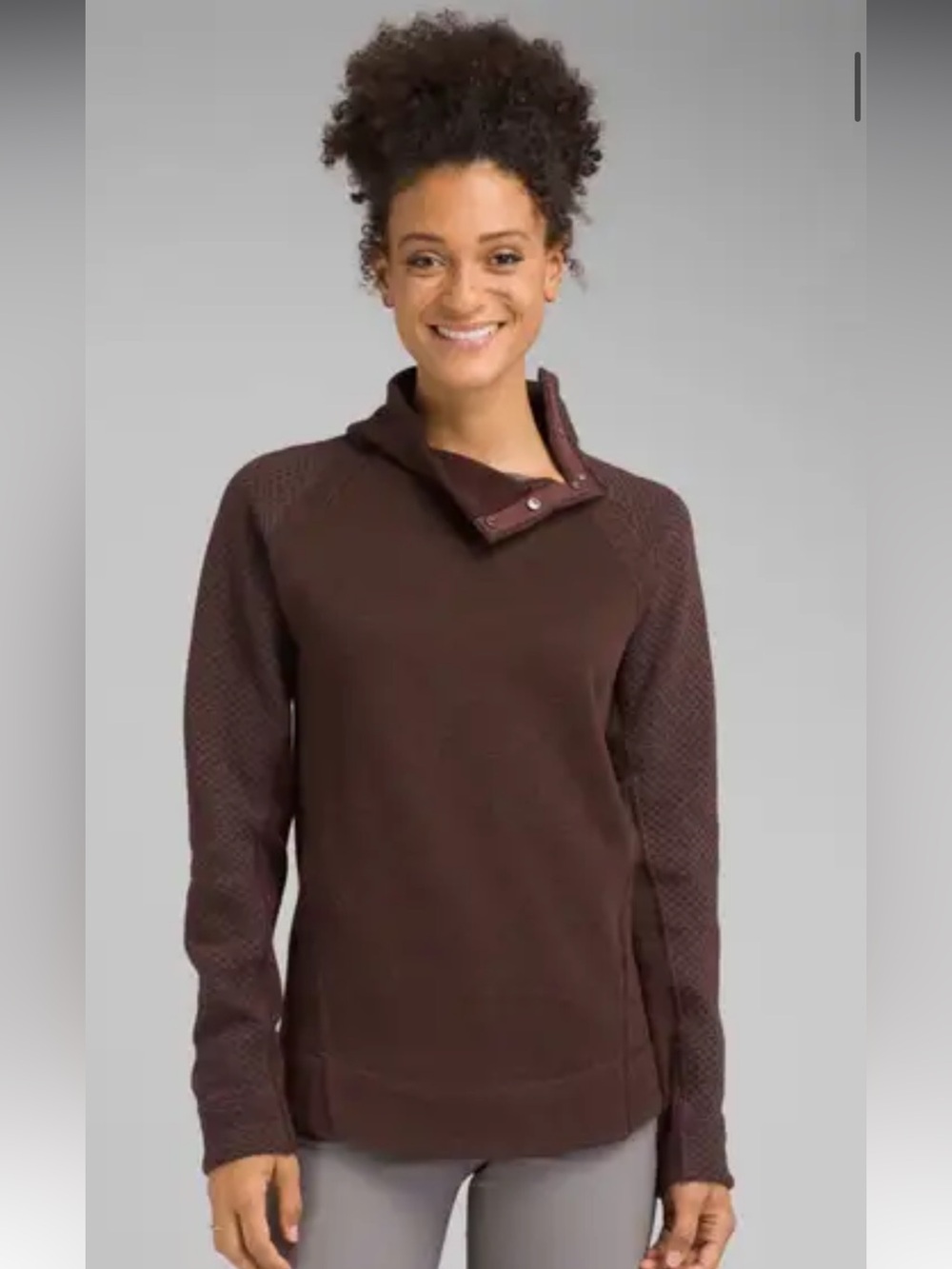 Prana women medium Brandie sweater pullover Olive Green gray wool blend knit - Picture 2 of 7